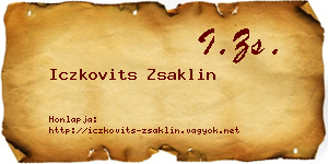 Iczkovits Zsaklin névjegykártya
